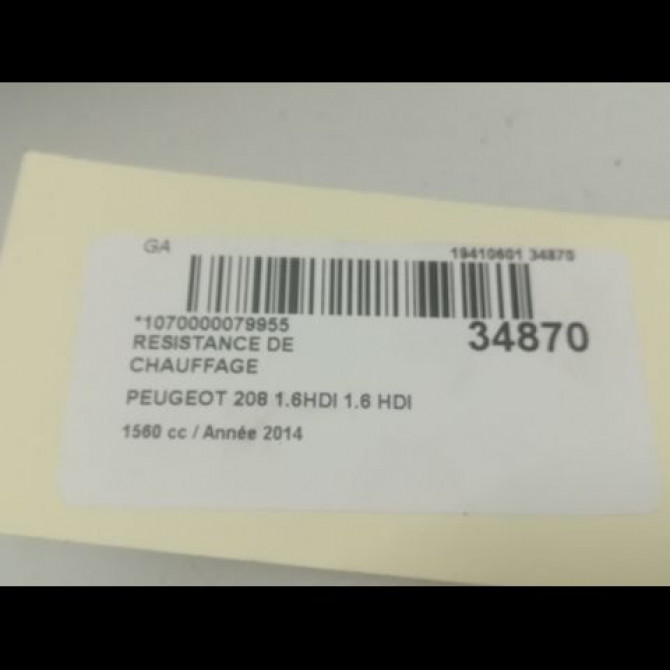 Resistance de chauffage occasion PEUGEOT 208 208 Phase 1 2012-03-01->2015-09-30 1.6 HDI 8v 115ch 6436P9 4