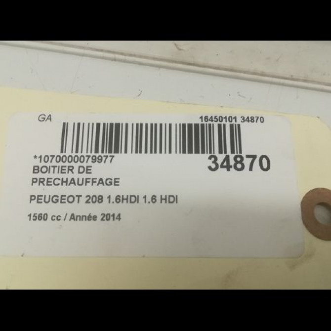 Boitier de préchauffage occasion PEUGEOT 208 208 Phase 1 2012-03-01->2015-09-30 1.6 HDI 8v 115ch 9802424080 4