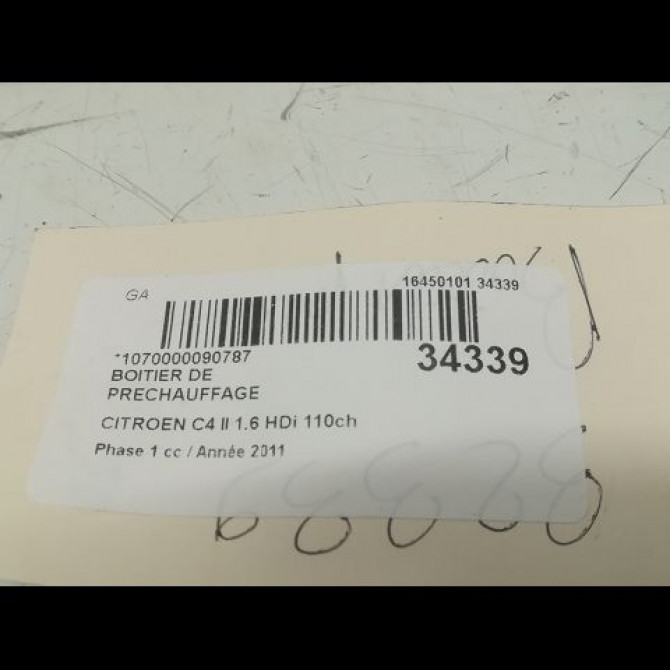 Boitier de préchauffage occasion CITROEN C4 II Phase 1 10-2010->01-2015 1.6 HDi 110ch 9802424080 3