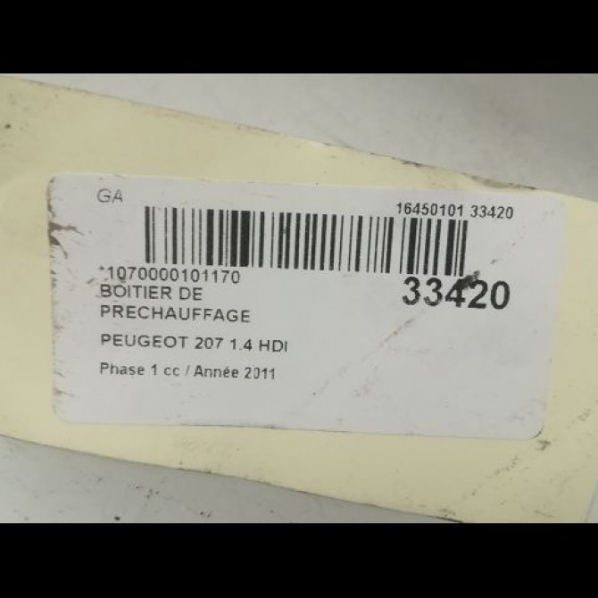 Boitier de préchauffage occasion PEUGEOT 207 Phase 1 04-2006->06-2013 1.4 HDI 9802424080 3