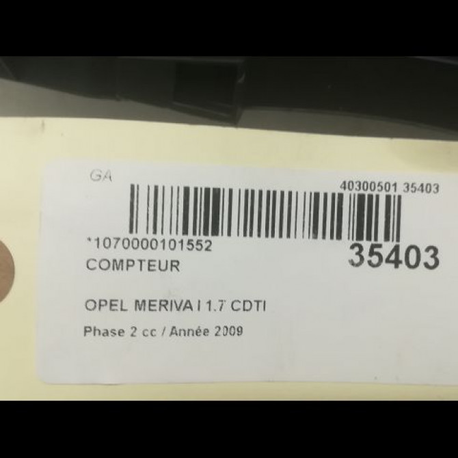 Compteur occasion OPEL MERIVA I Phase 2 01-2006->09-2010 1.7 CDTI 100ch 13214770 3