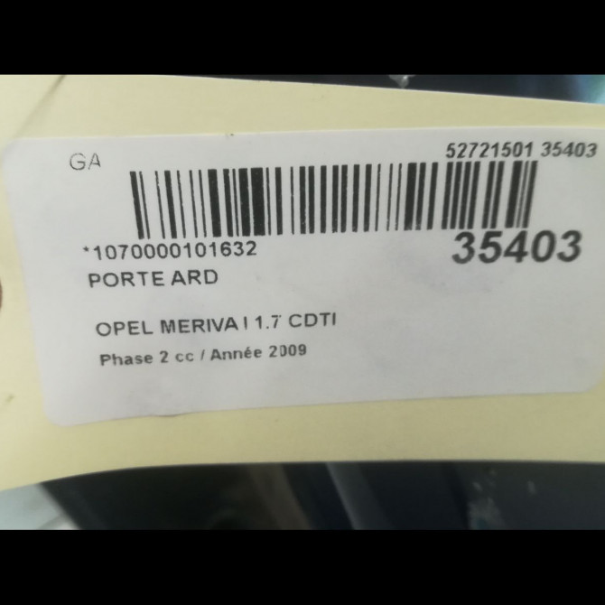 Porte arrière droite occasion OPEL MERIVA I Phase 2 01-2006->09-2010 1.7 CDTI 100ch 13149682 4
