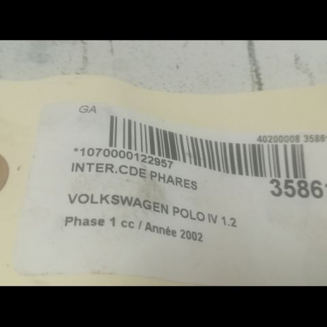Interrupteur commande de phares occasion VOLKSWAGEN POLO IV Phase 1 01-2002->05-2005 1.2 65ch 6Q0953513E9B9 2