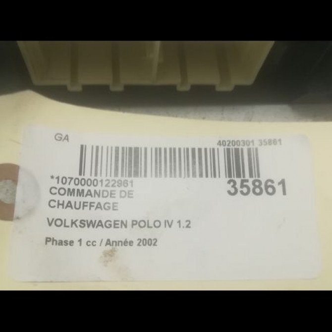 Commande de chauffage occasion VOLKSWAGEN POLO IV Phase 1 01-2002->05-2005 1.2 65ch 6Q0820045H 3