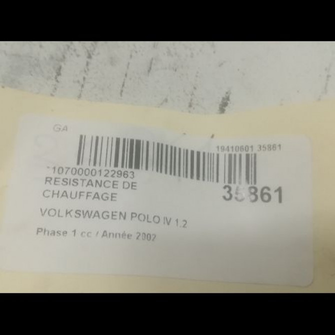 Resistance de chauffage occasion VOLKSWAGEN POLO IV Phase 1 01-2002->05-2005 1.2 65ch 2