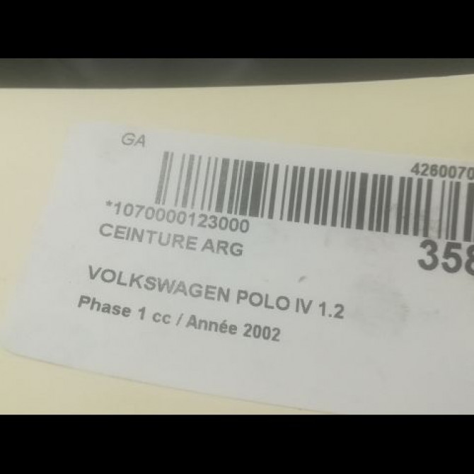 Ceinture arrière gauche occasion VOLKSWAGEN POLO IV Phase 1 01-2002->05-2005 1.2 65ch 4