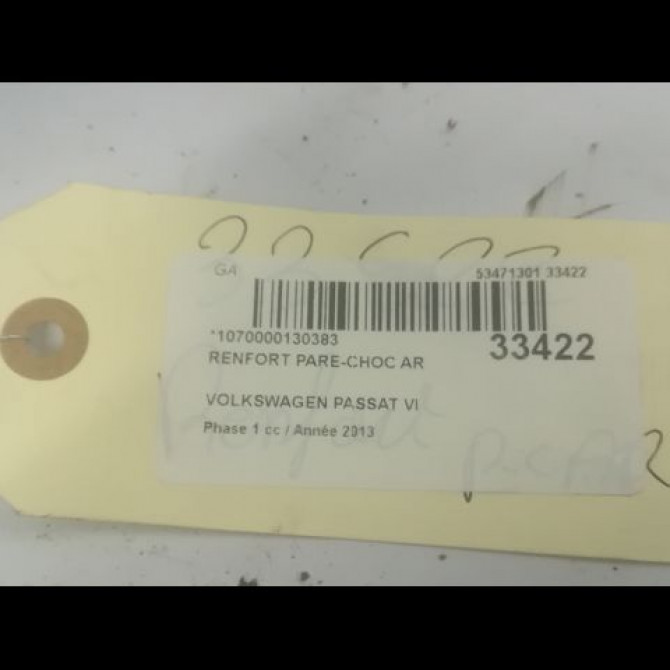 Renfort pare-choc arrière occasion VOLKSWAGEN PASSAT VI Phase 1 10-2010->... 1.6 TDI 105ch 3AA807305 4