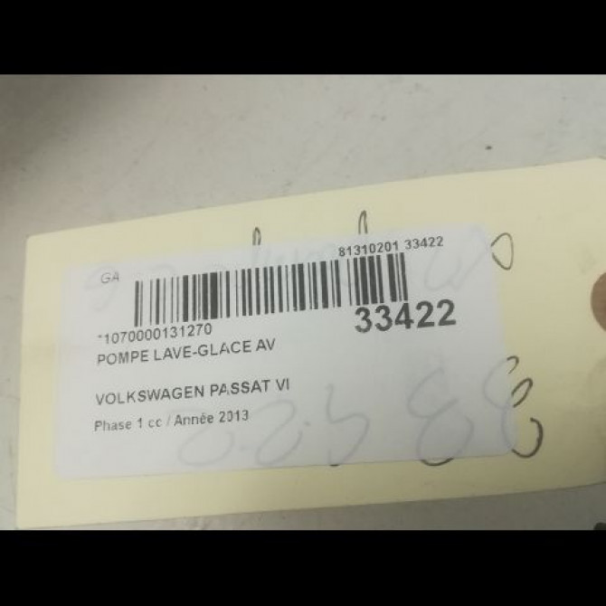 Pompe lave-glace avant occasion VOLKSWAGEN PASSAT VI Phase 1 10-2010->... 1.6 TDI 105ch 1K5955651 3