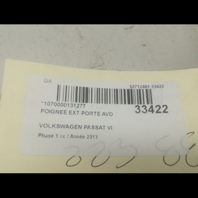Poignee ext porte avd occasion VOLKSWAGEN PASSAT VI Phase 1 10-2010->... 1.6 TDI 105ch 3C0837206GRU 3