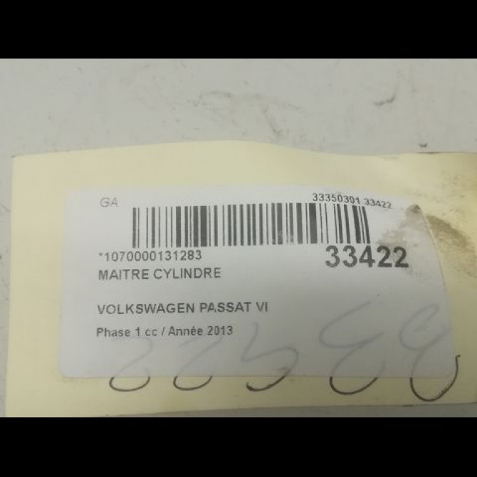 Maitre cylindre occasion VOLKSWAGEN PASSAT VI Phase 1 10-2010->... 1.6 TDI 105ch 3