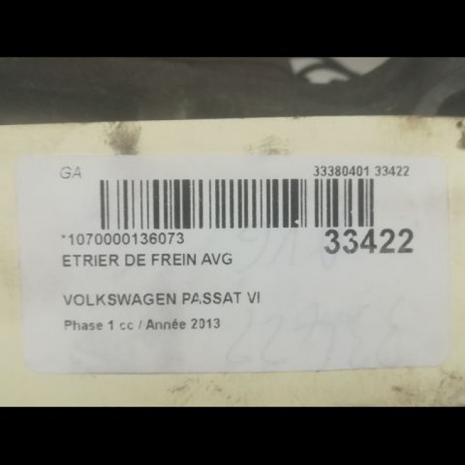 Etrier de frein avant gauche occasion VOLKSWAGEN PASSAT VI Phase 1 10-2010->... 1.6 TDI 105ch 3