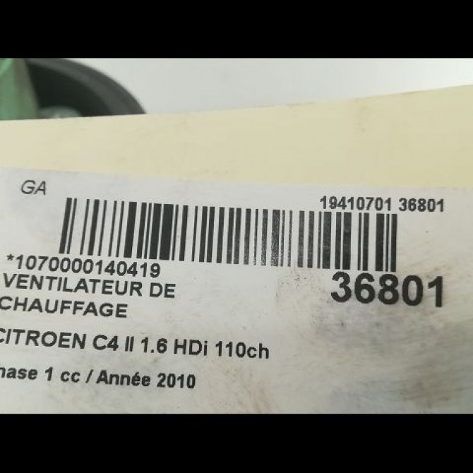 Ventilateur de chauffage occasion CITROEN C4 II Phase 1 10-2010->01-2015 1.6 HDi 110ch 6441CZ 3