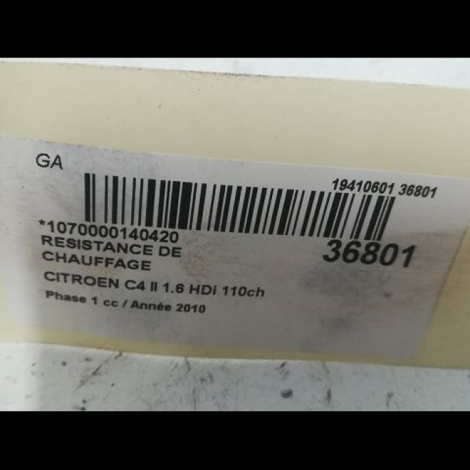 Resistance de chauffage occasion CITROEN C4 II Phase 1 10-2010->01-2015 1.6 HDi 110ch 6436P9 3
