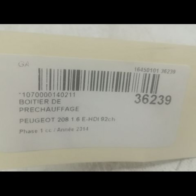 Boitier de préchauffage occasion PEUGEOT 208 208 Phase 1 2012-03-01->2015-09-30 1.6 E-HDI 92ch 9802424080 3