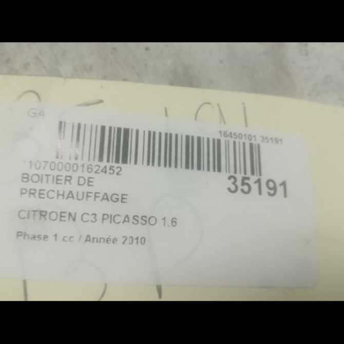 Boitier de préchauffage occasion CITROEN C3 PICASSO Phase 1 02-2009->08-2012 1.6 HDi 90ch 9802424080 3