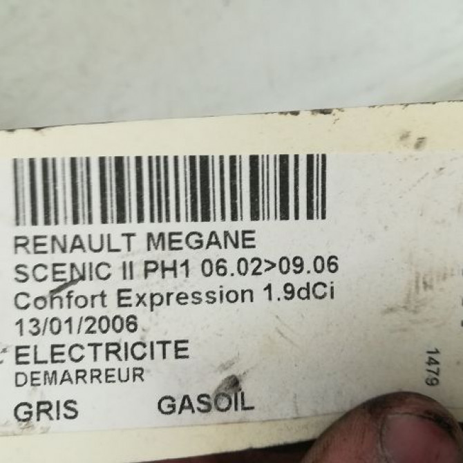 Démarreur occasion RENAULT MEGANE II Phase 2 01-2006->06-2009 1.9 DCI 130ch 8200583014 6