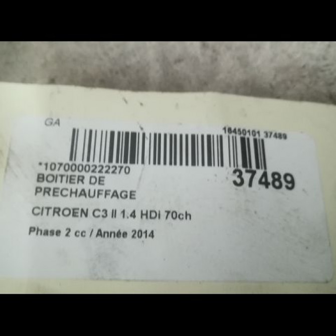 Boitier de préchauffage occasion CITROEN C3 II Phase 2 03-2013->12-2016 1.4 HDi 70ch 9802424080 3