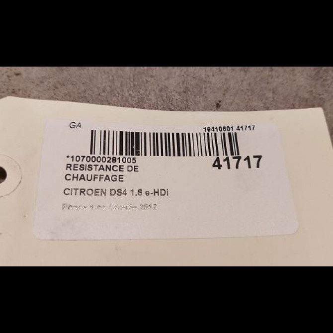 Resistance de chauffage occasion CITROEN DS4 Phase 1 01-2011->03-2016 1.6 e-HDi 110ch 6436P9 3