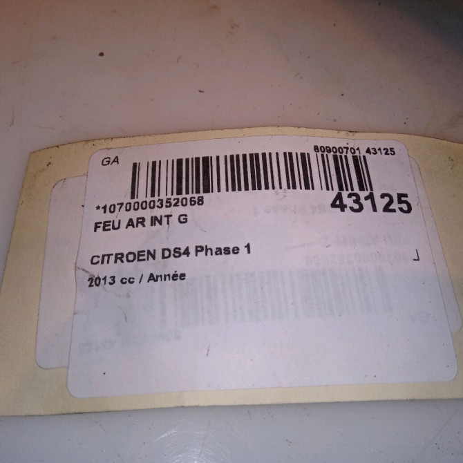 Feu arrière interieur gauche occasion  6350KV 4