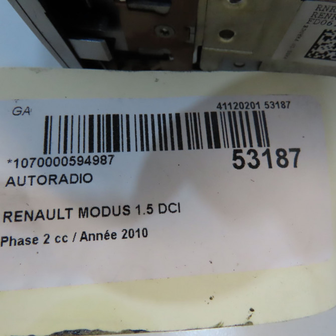 Autoradio occasion RENAULT MODUS Phase 2 01-2008->12-2012 1.5 DCI 90ch 8200633627 5
