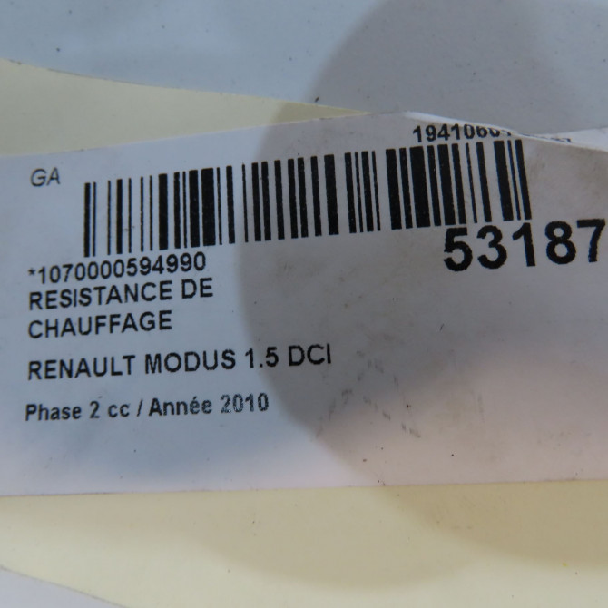 Resistance de chauffage occasion RENAULT MODUS Phase 2 01-2008->12-2012 1.5 DCI 90ch 7701209850 5