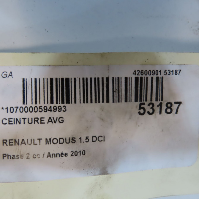 Ceinture avant gauche occasion RENAULT MODUS Phase 2 01-2008->12-2012 1.5 DCI 90ch 8200838273 7