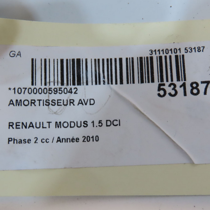 Amortisseur avant droit occasion RENAULT MODUS Phase 2 01-2008->12-2012 1.5 DCI 90ch 543022134R 5