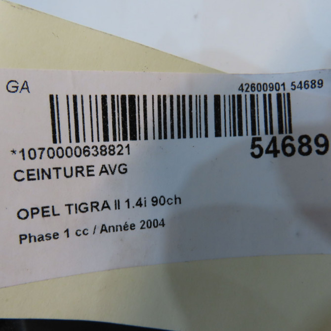 Ceinture avant gauche occasion OPEL TIGRA II Phase 1 09-2004->... 1.4i 90ch 93164427 5