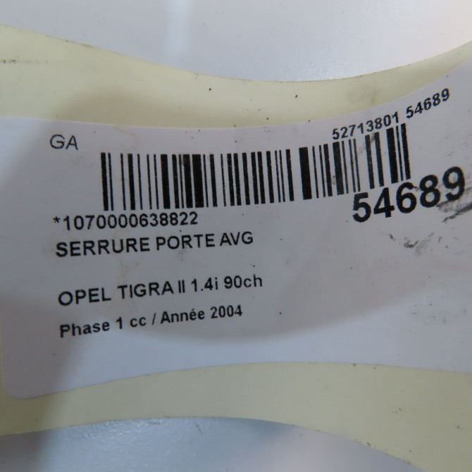 Serrure porte avg occasion OPEL TIGRA II Phase 1 09-2004->... 1.4i 90ch 93165882 5
