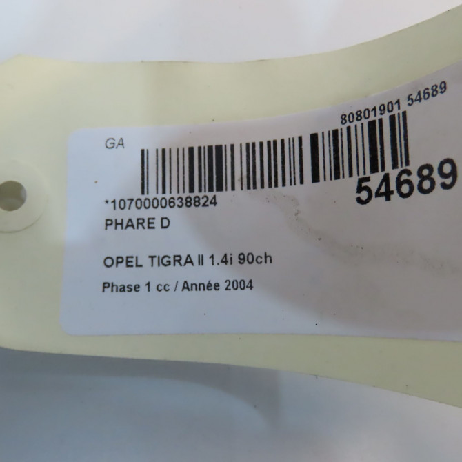 Phare droit occasion OPEL TIGRA II Phase 1 09-2004->... 1.4i 90ch 93164834 6
