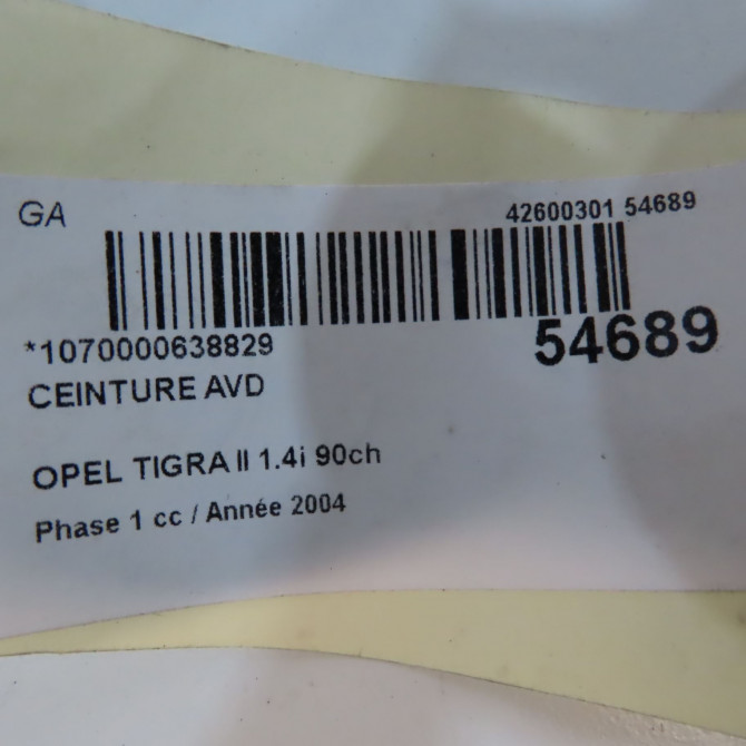 Ceinture avant droite occasion OPEL TIGRA II Phase 1 09-2004->... 1.4i 90ch 93164427 5