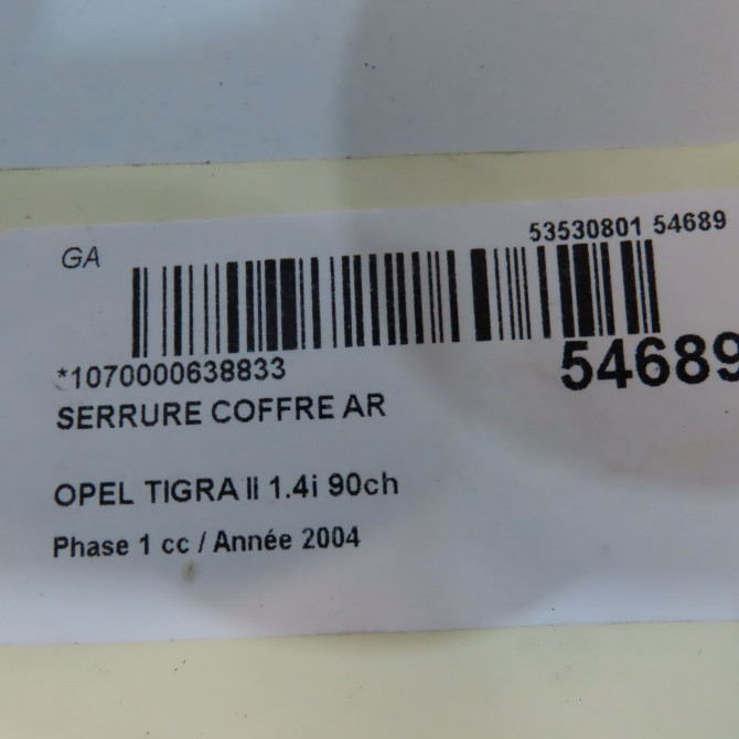 Serrure coffre arrière occasion OPEL TIGRA II Phase 1 09-2004->... 1.4i 90ch 95517206 5
