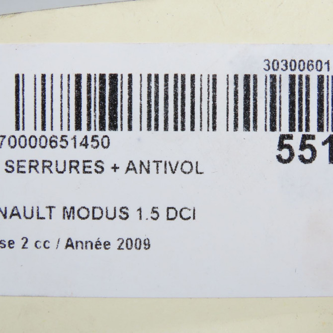 Kit serrures + antivol occasion RENAULT MODUS Phase 2 01-2008->12-2012 1.5 DCI 85ch 7701208407 5