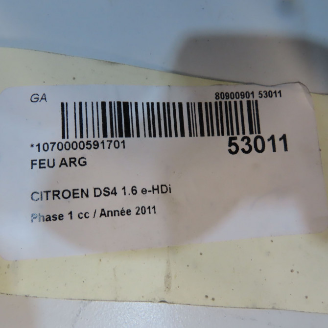 Feu arrière gauche occasion CITROEN DS4 Phase 1 01-2011->03-2016 1.6 e-HDi 110ch 6350KT 5