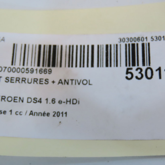 Kit serrures + antivol occasion CITROEN DS4 Phase 1 01-2011->03-2016 1.6 e-HDi 110ch 9810389080 4
