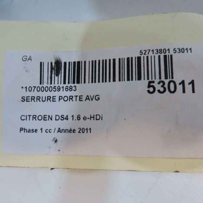 Serrure porte avg occasion CITROEN DS4 Phase 1 01-2011->03-2016 1.6 e-HDi 110ch 9135HQ 5