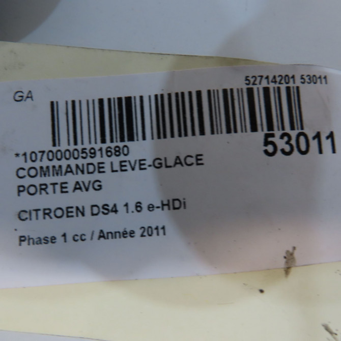 Commande lève-glace porte avant gauche occasion CITROEN DS4 Phase 1 01-2011->03-2016 1.6 e-HDi 110ch 6490SR 7