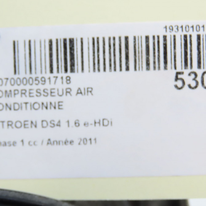 Compresseur air conditionne occasion CITROEN DS4 Phase 1 01-2011->03-2016 1.6 e-HDi 110ch 9826268480 7