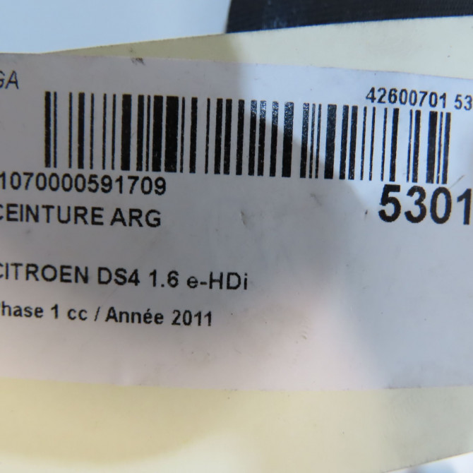 Ceinture arrière gauche occasion CITROEN DS4 Phase 1 01-2011->03-2016 1.6 e-HDi 110ch 8976C2 5