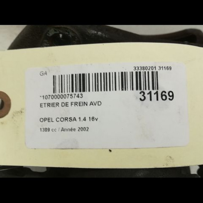 Etrier de frein avant droit occasion OPEL CORSA III Phase 1 10-2000->08-2003 1.4i 16v 9196052 3