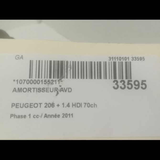 Amortisseur avant droit occasion PEUGEOT 206 + Phase 1 03-2009->05-2013 1.4 HDI 70ch 5202LW 2