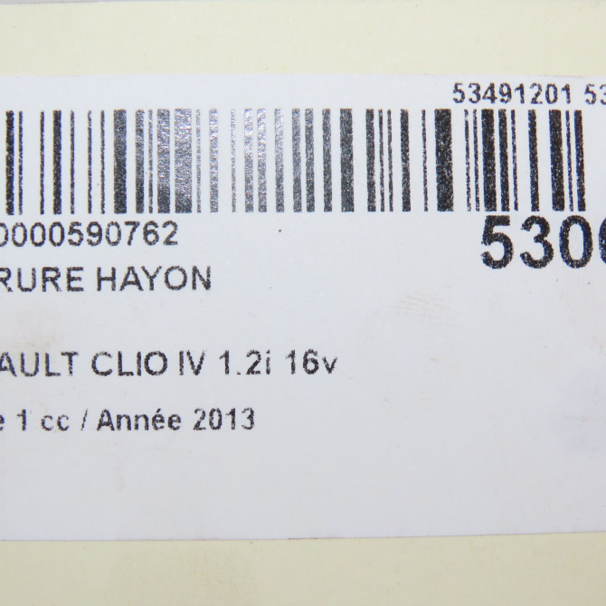 Serrure hayon occasion RENAULT CLIO IV Phase 1 07-2012->... 1.2i 16v 75ch 905039428R 5