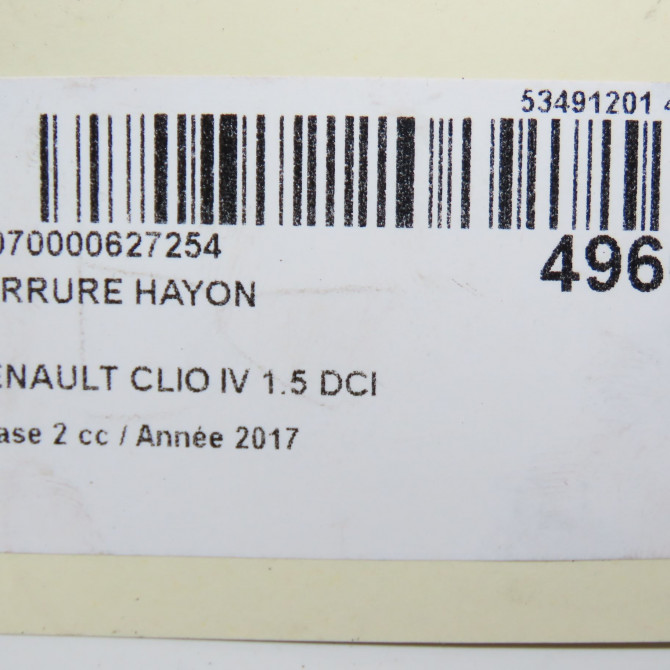 Serrure hayon occasion RENAULT CLIO IV Phase 2 08-2016->... 1.5 DCI 90ch 905039428R 6