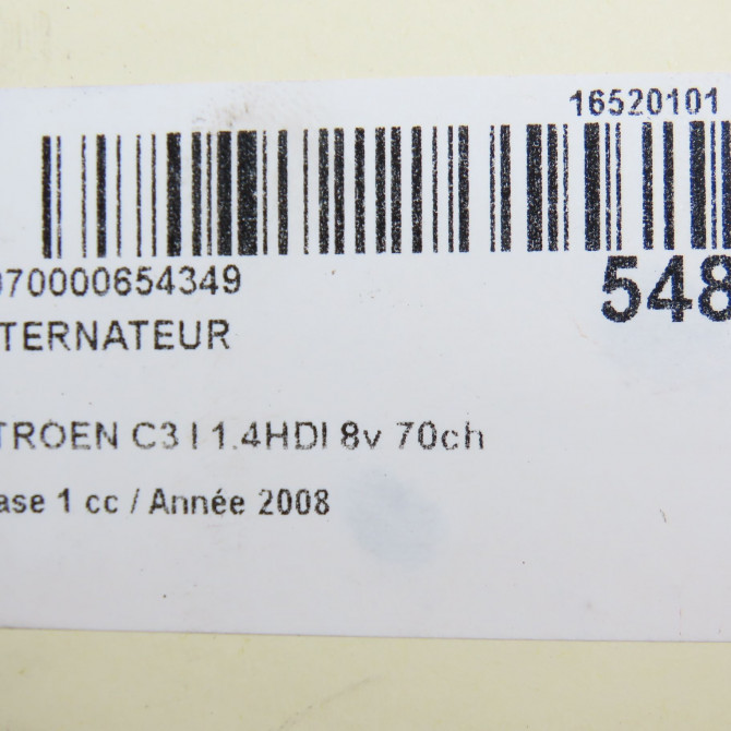 Alternateur occasion CITROEN C3 I Phase 1 04-2002->10-2005 1.4HDI 8v 70ch 5705NE 8