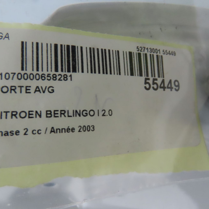 Porte avant gauche occasion CITROEN BERLINGO I Phase 2 11-2002->10-2010 2.0 HDi 90ch 9839318280 5