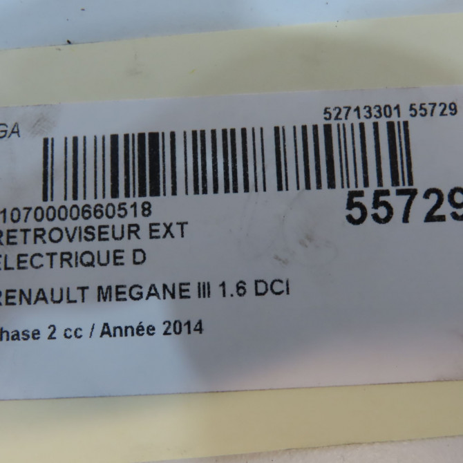 Retroviseur exterieur electrique droit occasion RENAULT MEGANE III Phase 2 01-2012->06-2014 1.6 DCI 130ch 963010192R 6