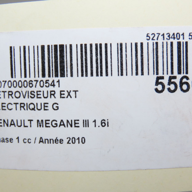 Retroviseur exterieur electrique gauche occasion RENAULT MEGANE III Phase 1 11-2008->01-2012 1.6i 16v 110ch 963020181R 7