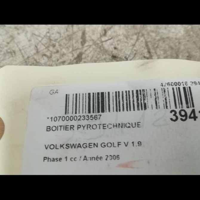 Boitier pyrotechnique occasion VOLKSWAGEN GOLF V Phase 1 11-2003->10-2008 1.9 TDI 105ch 1K0909605T037 2