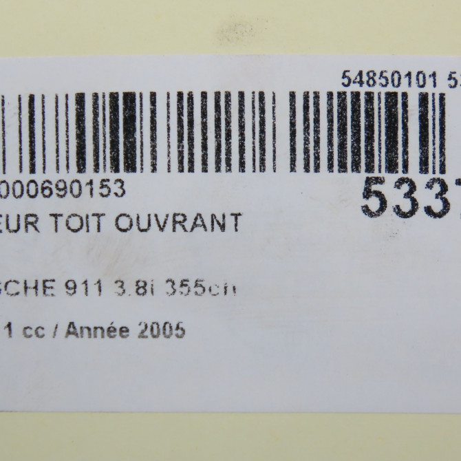 Moteur toit ouvrant occasion PORSCHE 911 Phase 1 07-2004->07-2008 3.8i 355ch 8