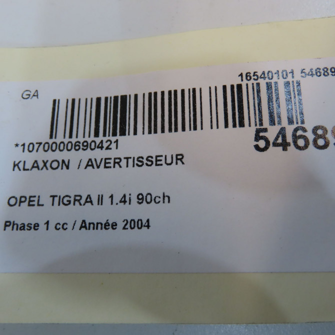 Klaxon  / avertisseur occasion OPEL TIGRA II Phase 1 09-2004->... 1.4i 90ch 13311548 5